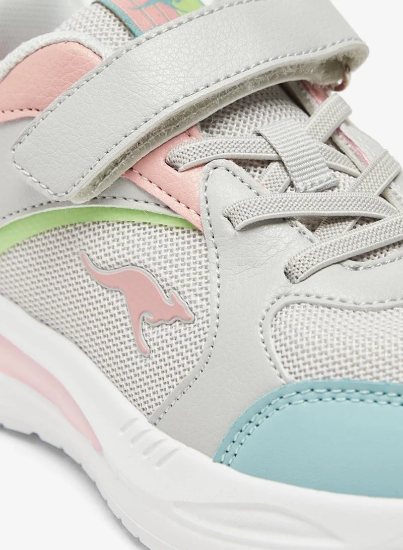 kangaROOS Girls' Colourblock Sports Shoes with Hook and Loop Closure